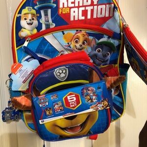 Paw Patrol 5pc‎ back to school backpack lunch snack keychain & snack bags new